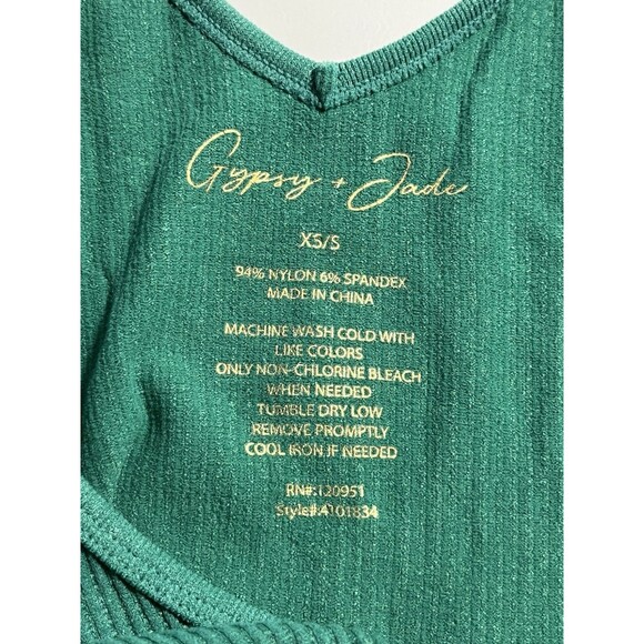 Gypsy And Jade Ribbed Knit Tank Tops Green Beige XS/S Lot Of 2 Workout Leisure - Picture 4 of 5